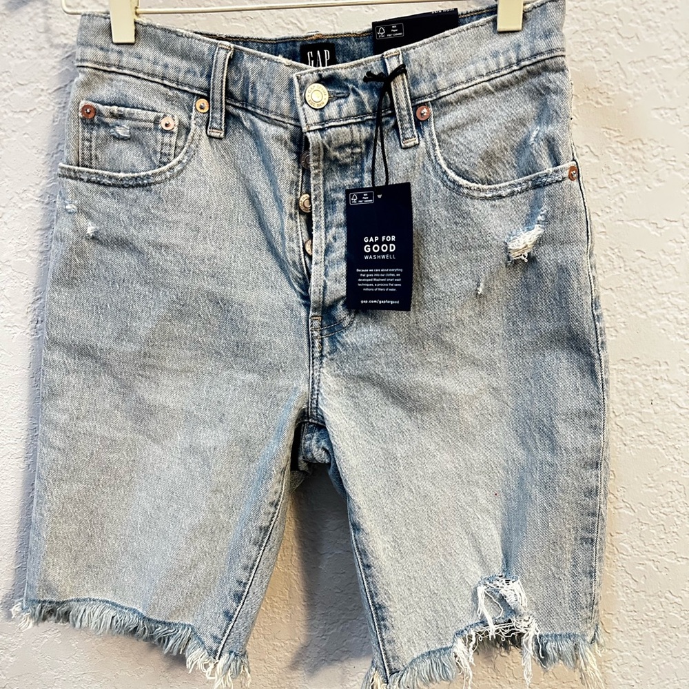 GAP Light Blue Denim Button-Fly Shorts
